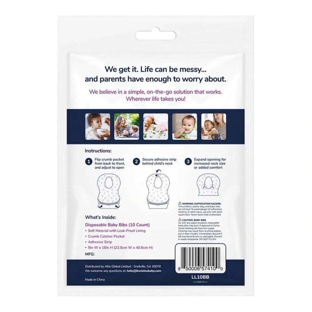 LinnieLou Disposable Baby Bibs - 10 Count